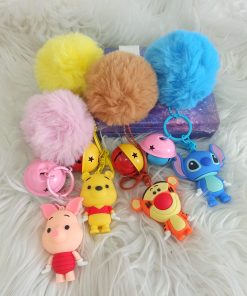 Llavero Disney Pompón: Stitch, Winnie Pooh, Piglet, Tiger