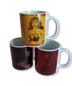 Taza superhéroes: Mujer Maravilla y Spiderman