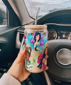 vaso pitillo Princesas Disney de vidrio en cali