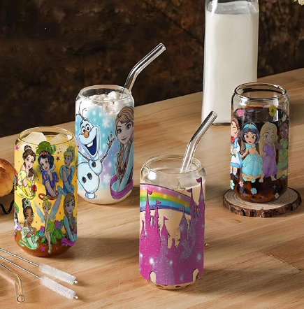 2 vaso pitillo Princesas Disney de vidrio en cali