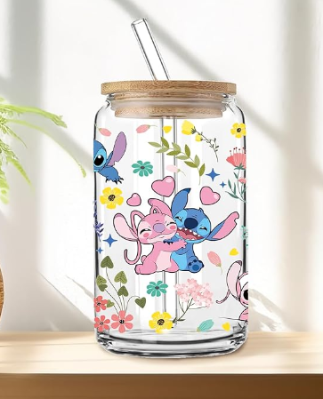 444 vaso pitillo Stitch de vidrio en cali