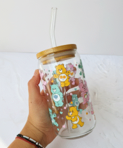 Vaso pitillo de vidrio de ositos cariñositos en cali