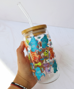 Vaso pitillo en vidrio de Monsters inc en cali