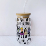 Vaso en vidrio con tapa Bambú + Pitillo: Villanas