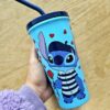 Vaso pitillo metálico de stitch