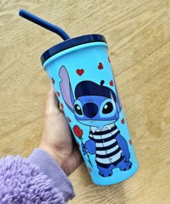Vaso pitillo metálico de stitch