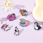 Pines metálicos Clásicos Disney: Dumbo , Gata Marie, Gato Lucifer, Tambor, Dálmata y Gato Sonriente