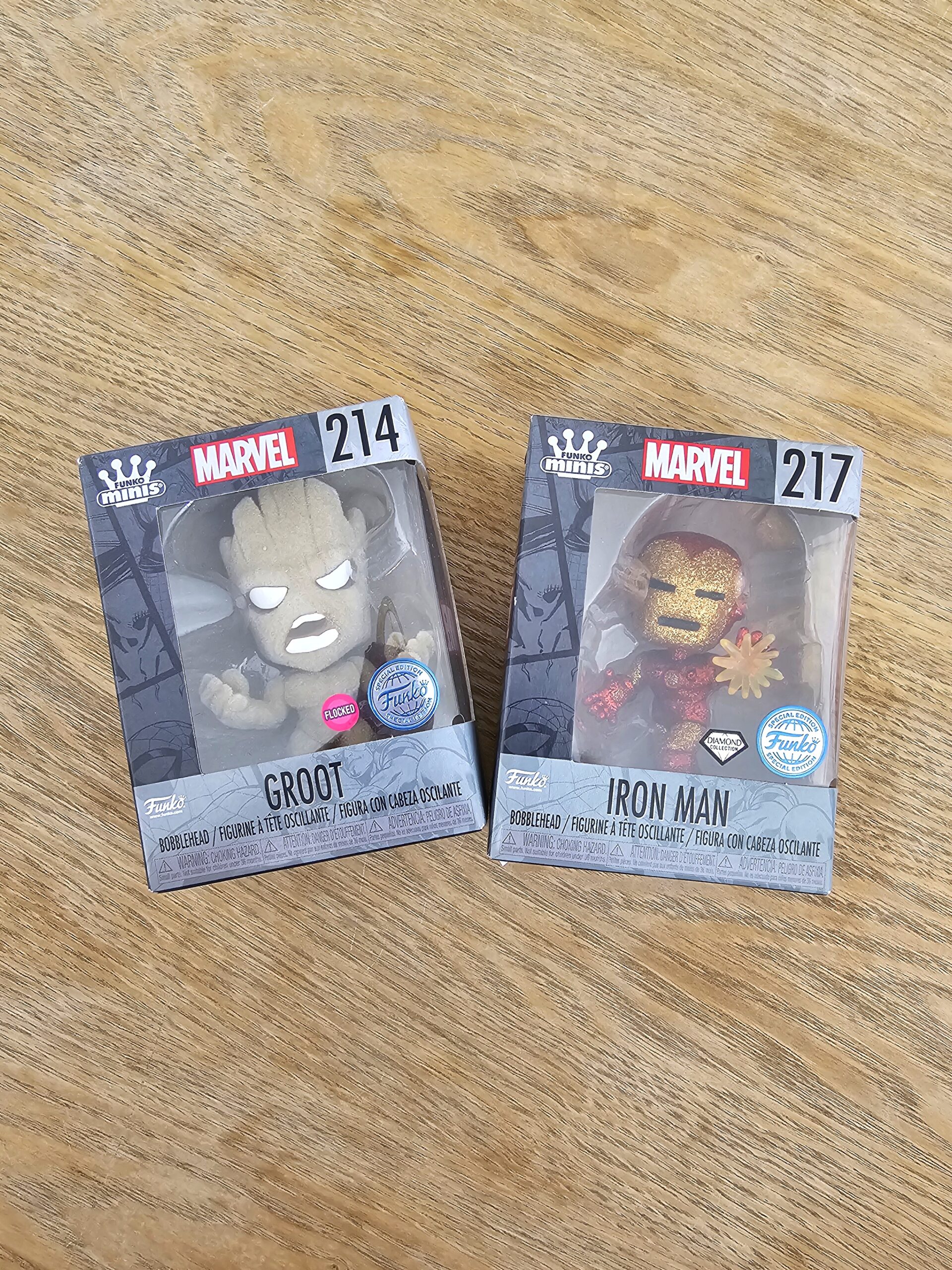 Funko mini marvel: groot y iron man